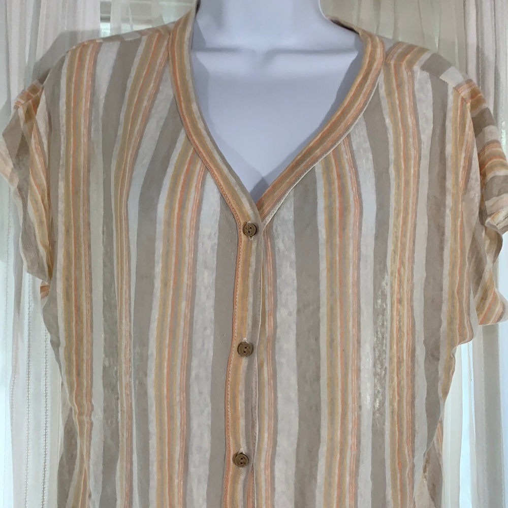 100% Linen Rachel Zoe Tie Front Top Large - Picture 3 of 6
